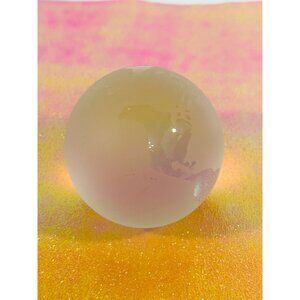 Frosted Art Glass Globe Paperweight Decor With Etched World Map Design Desk Gift